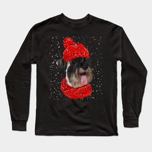 Standard Poodles Wearing Red Hat And Scarf Christmas Long Sleeve T-Shirt by Gearlds Leonia